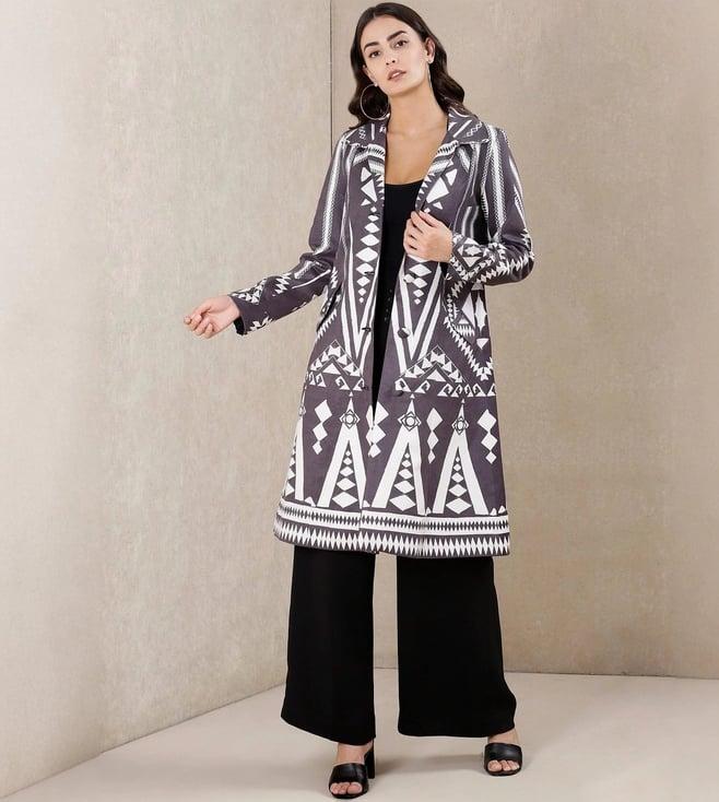 ritu kumar collar neck full sleeves printed jacket