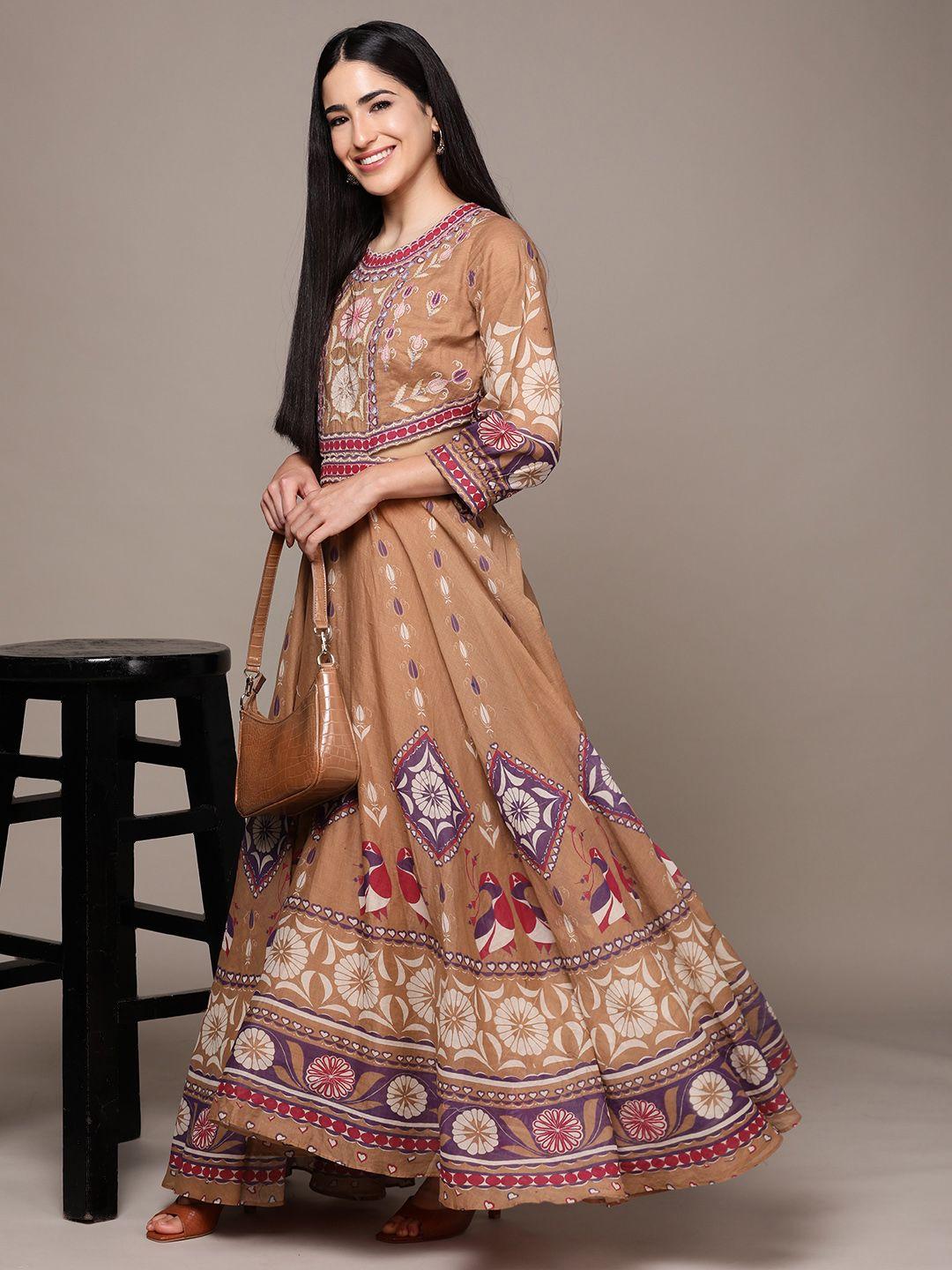 ritu kumar ethnic motifs embroidered ethnic a-line maxi dress
