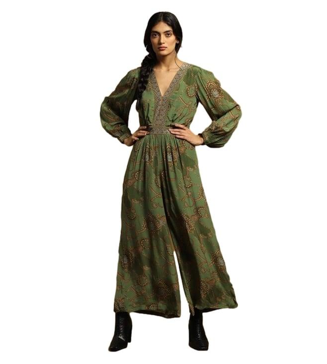 ritu kumar green paisley print jumpsuit