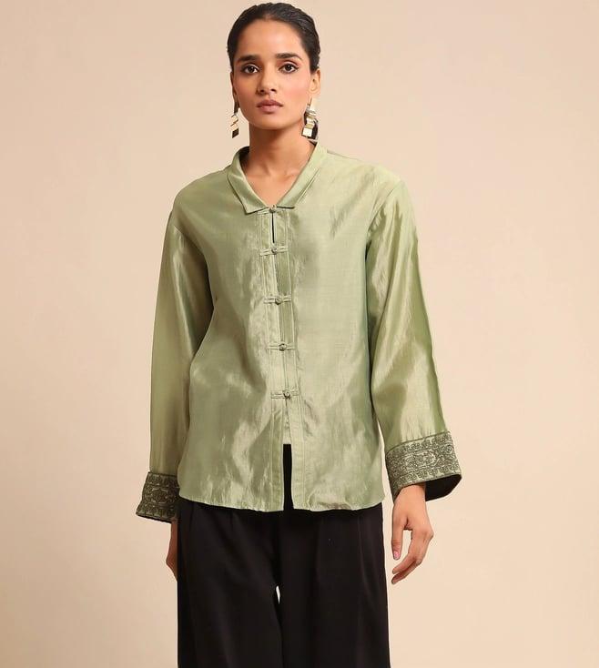 ritu kumar green solid shirt