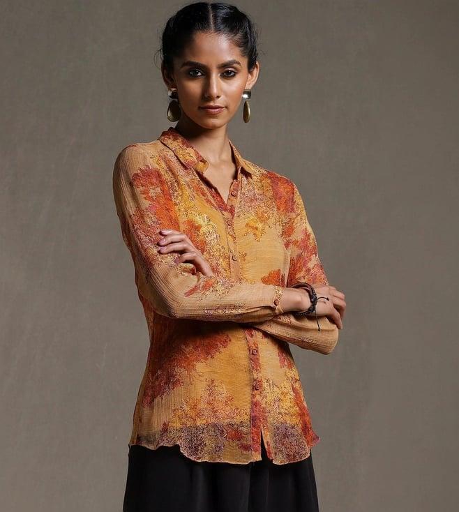 ritu kumar mustard printed shirt