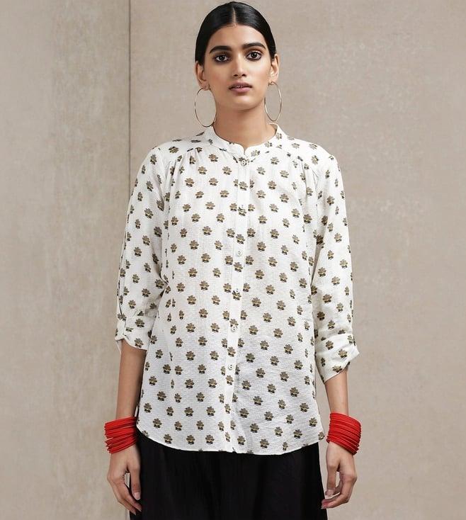 ritu kumar off white floral top