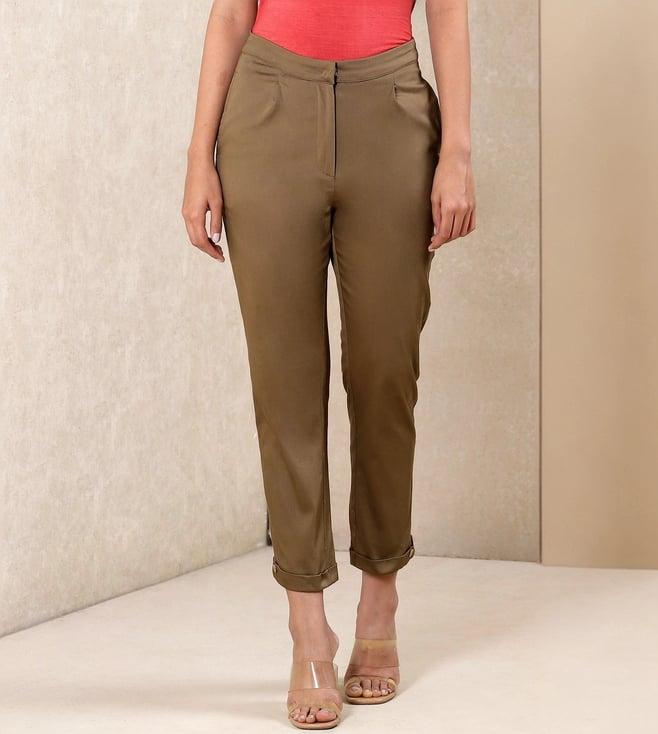 ritu kumar olive straight fit pants