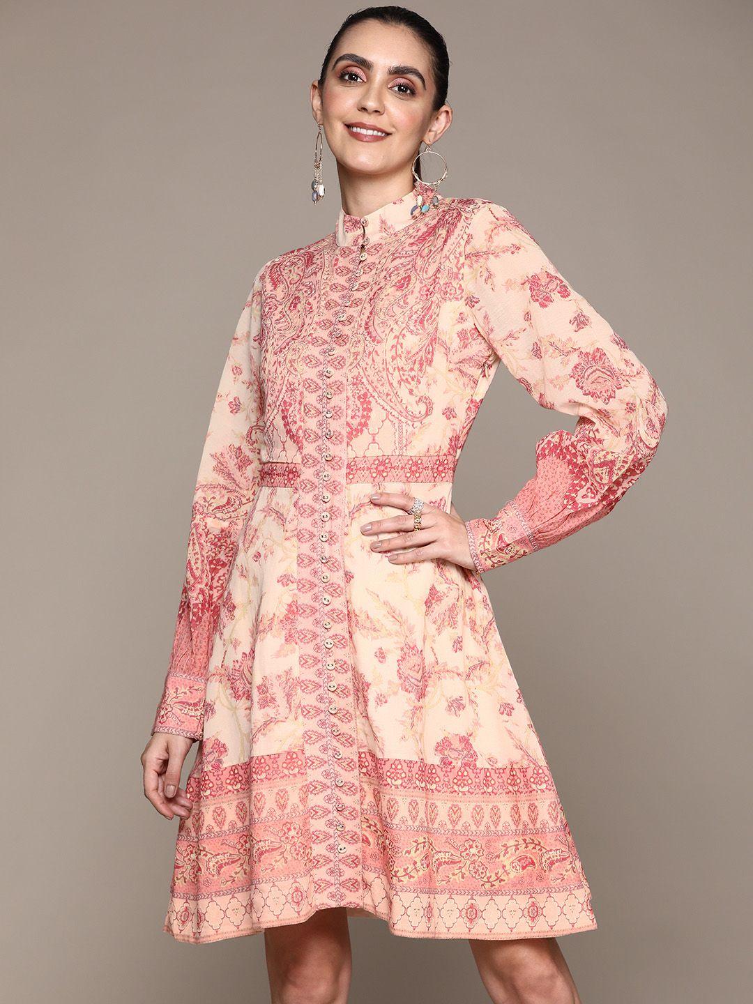 ritu kumar pink ethnic motifs ethnic a-line dress