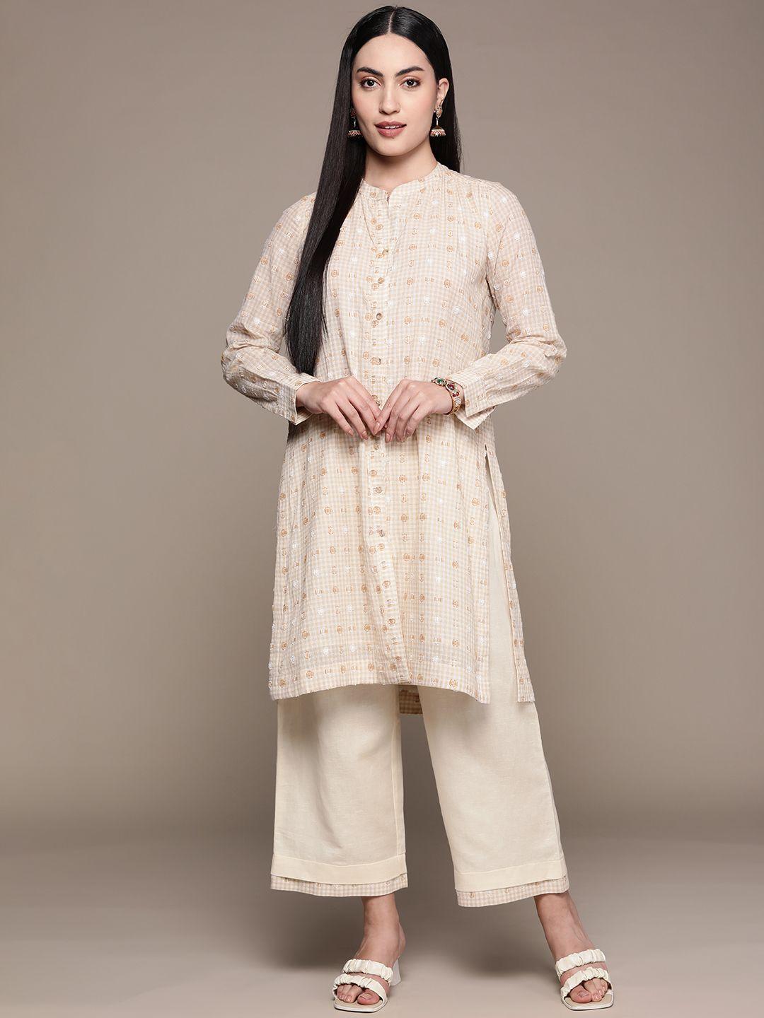 ritu kumar regular pure cotton kurta with palazzos