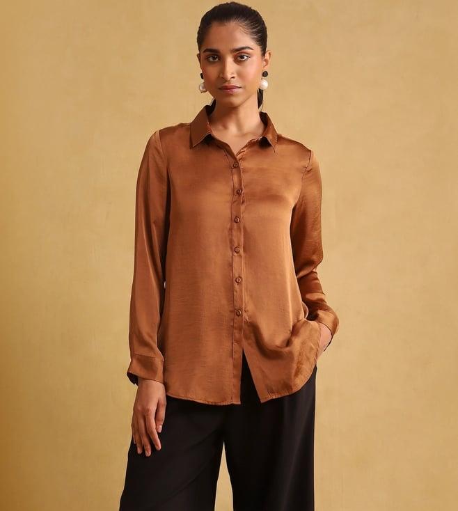 ritu kumar tan solid shirt