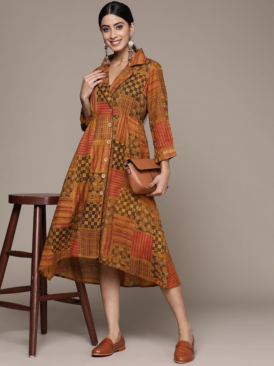 ritu kumar woman geometric print collard dress