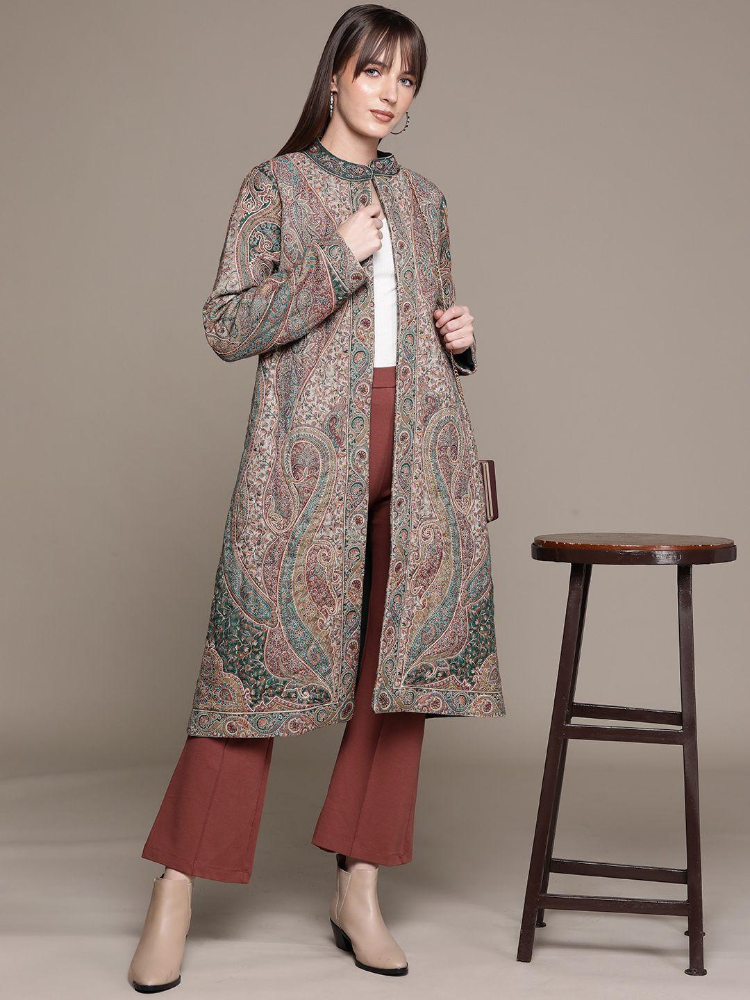 ritu kumar women printed longline overcoat
