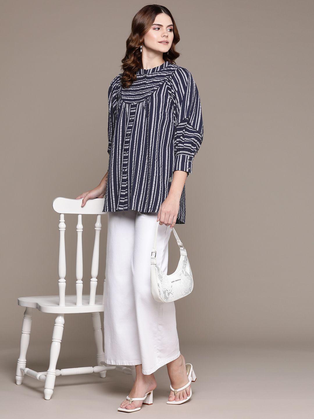 ritu kumar women relaxed opaque striped casual shirt