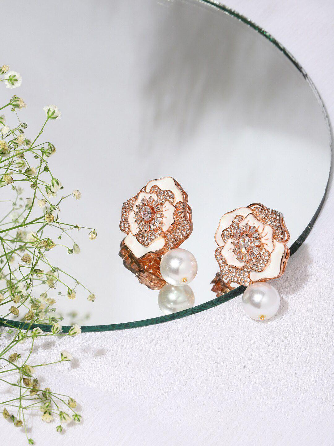 ritu singh rose gold contemporary studs earrings