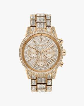 ritz mk6747 stone-studded chronograph watch