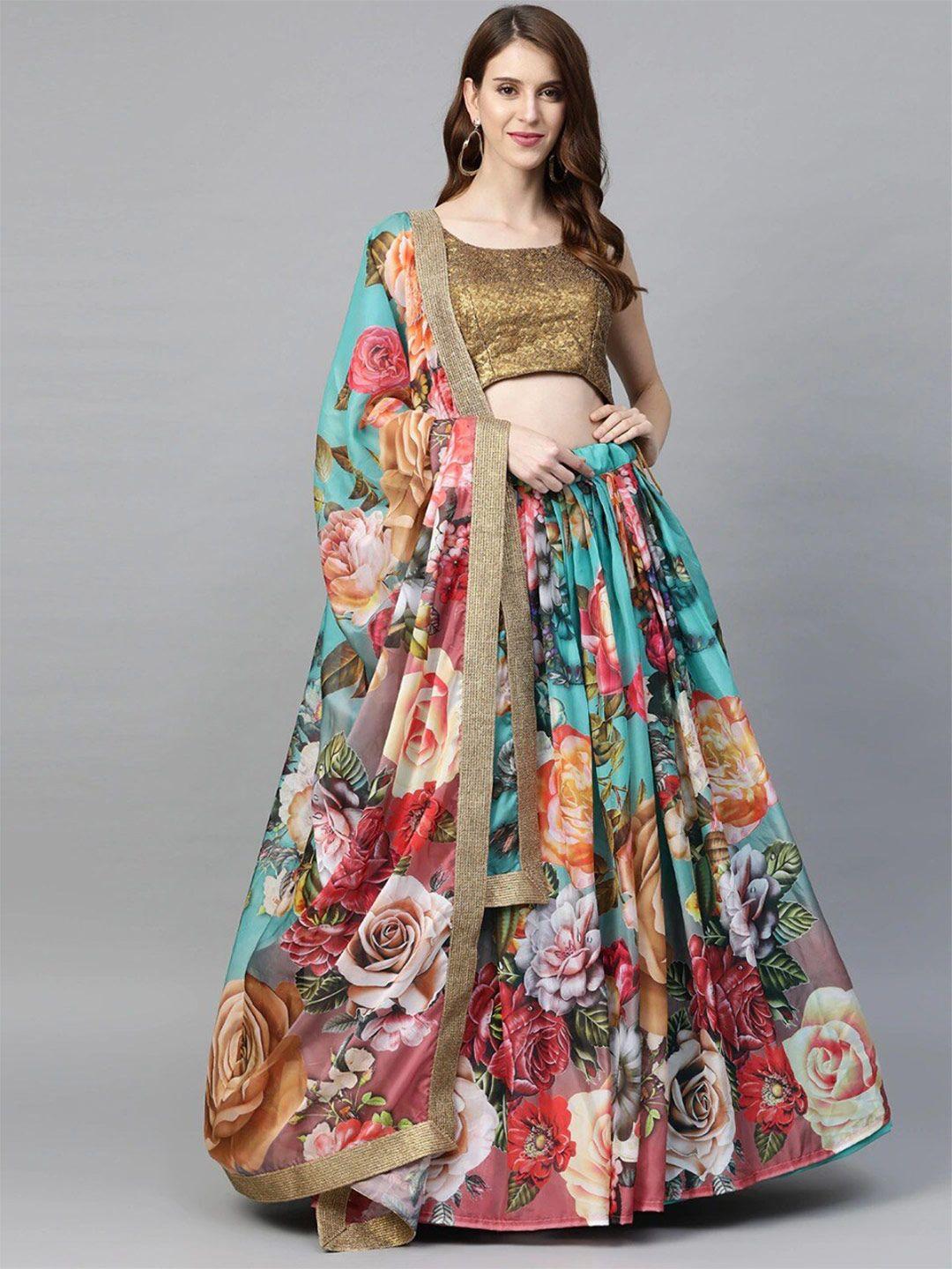 rivama embellished sequinned shibori semi-stitched lehenga & blouse with dupatta