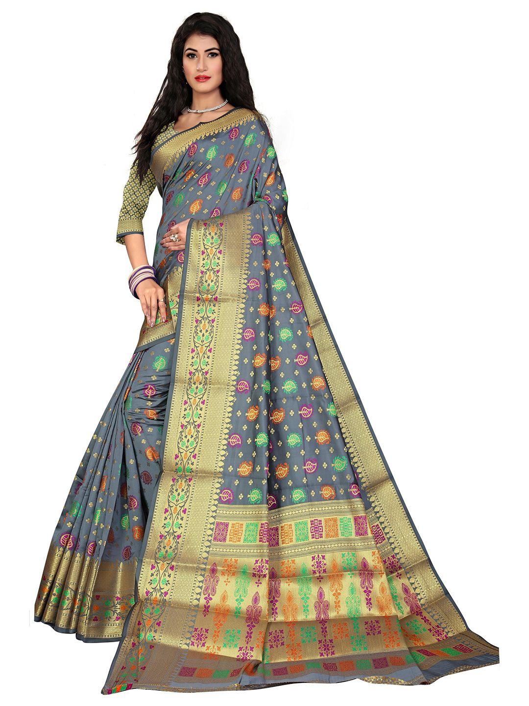 rivana  woven design zari banarasi poly silk saree