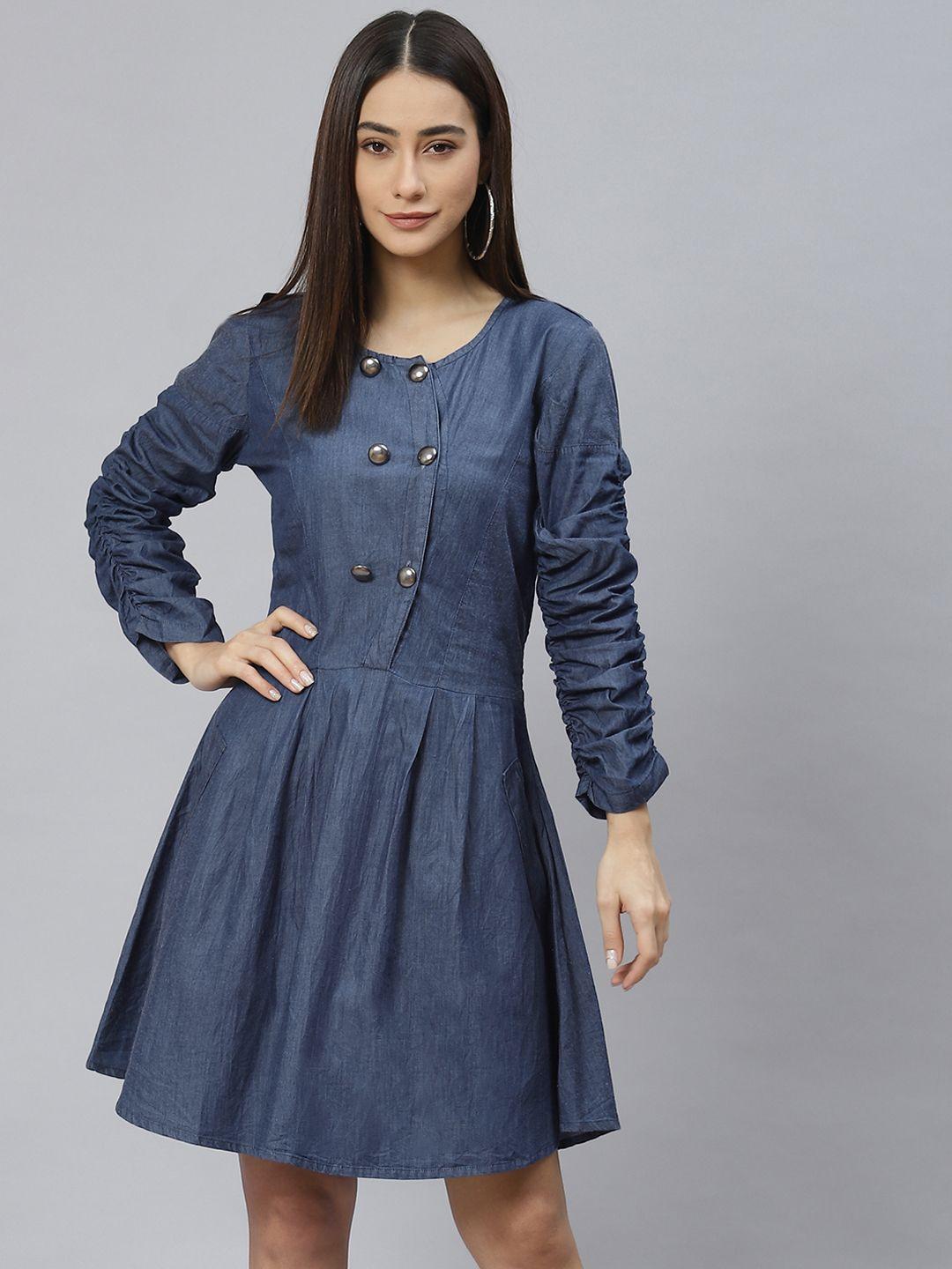 rivi blue denim solid  dress