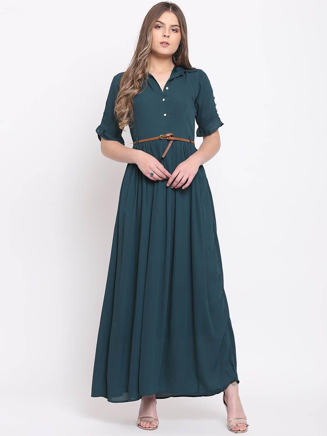 rivi green crepe maxi dress