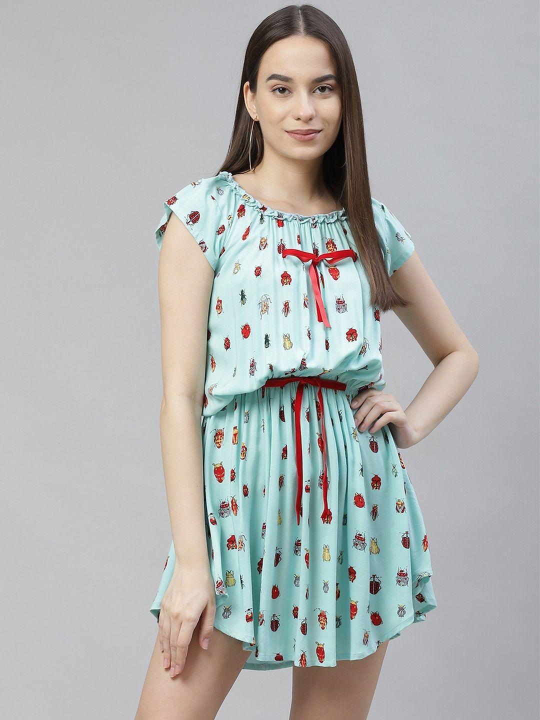 rivi printed pure cotton mini dress