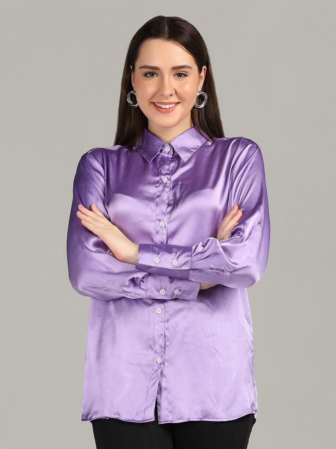 rivi relaxed oversized spread collar long sleeves satin casual shirt