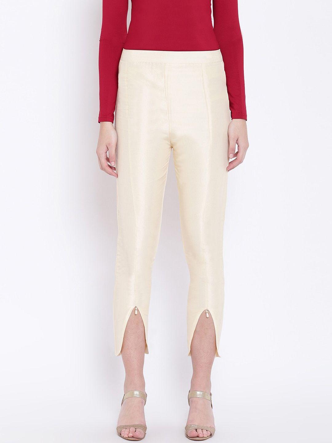 rivi women beige original solid trousers