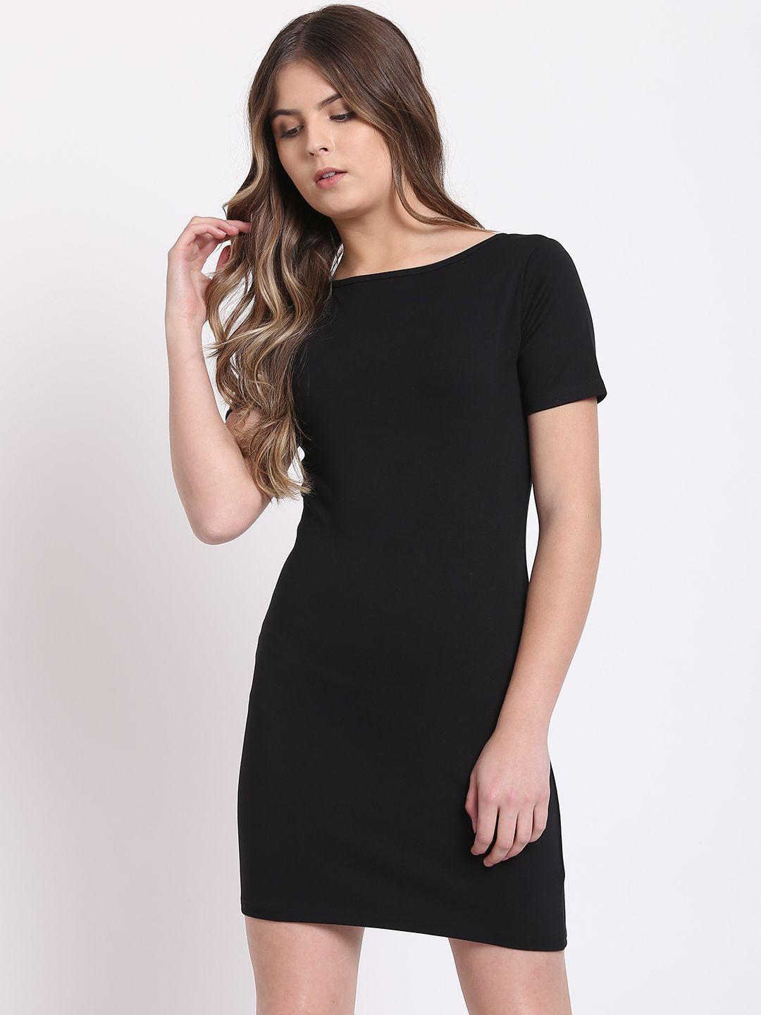 rivi women black solid sheath dress