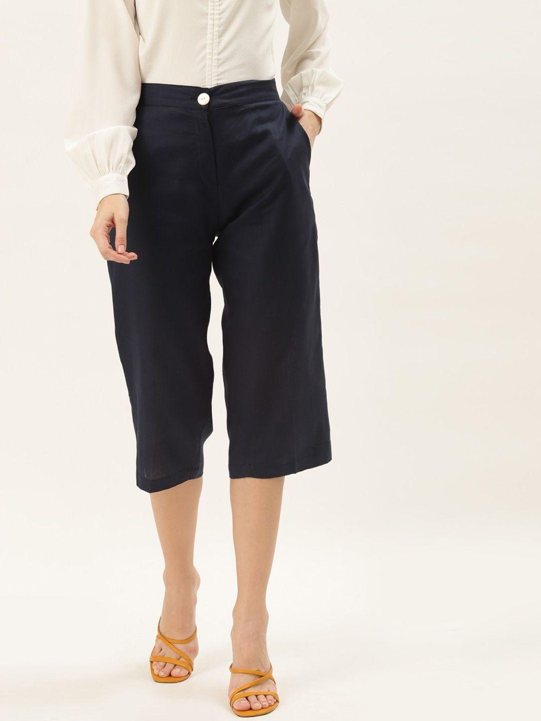 rivi women relaxed straight leg easy wash culottes trousers