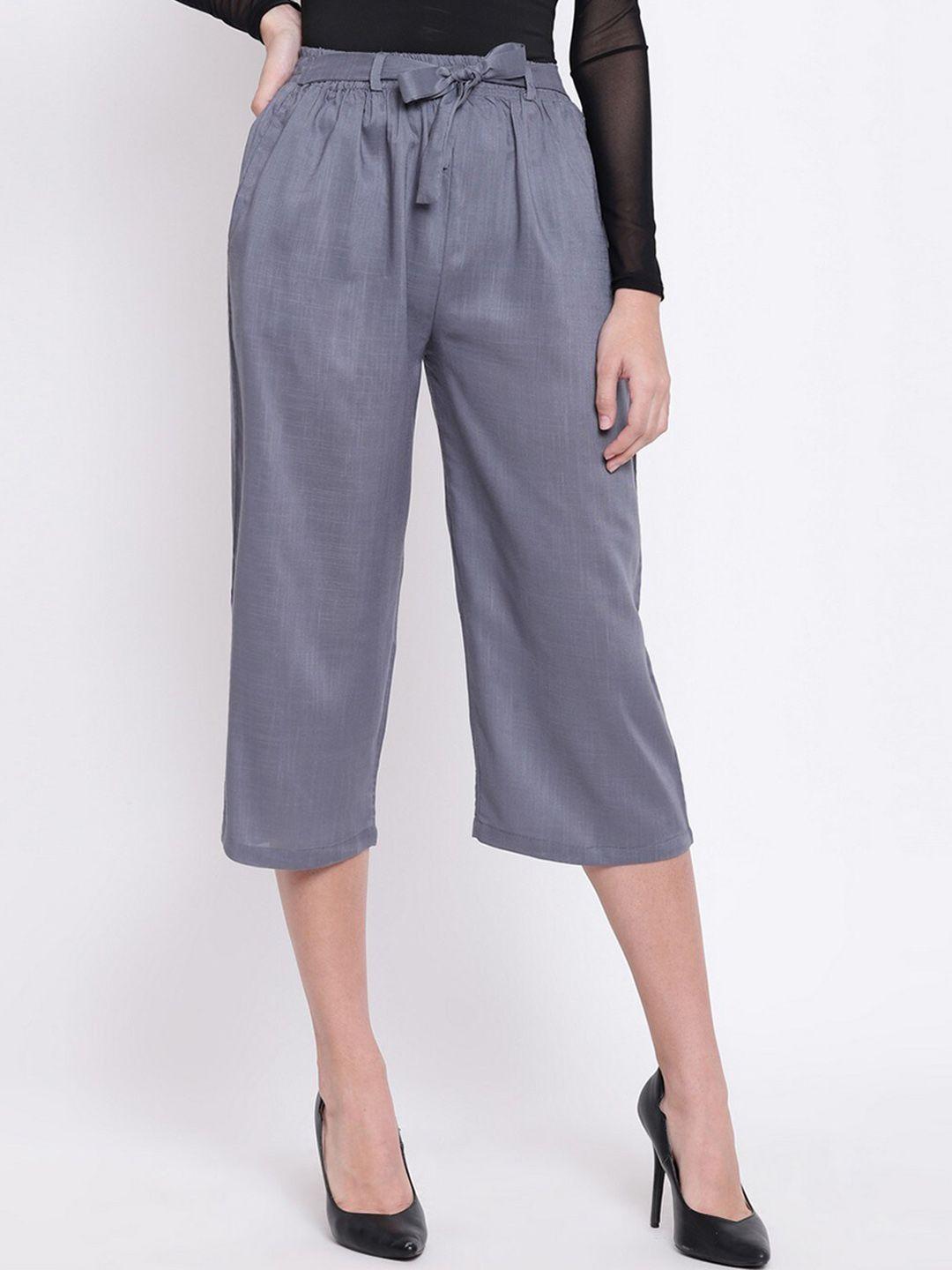 rivi women relaxed straight leg easy wash pleated culottes trousers