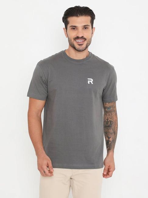 rivolta dark grey slim fit cotton crew t-shirt