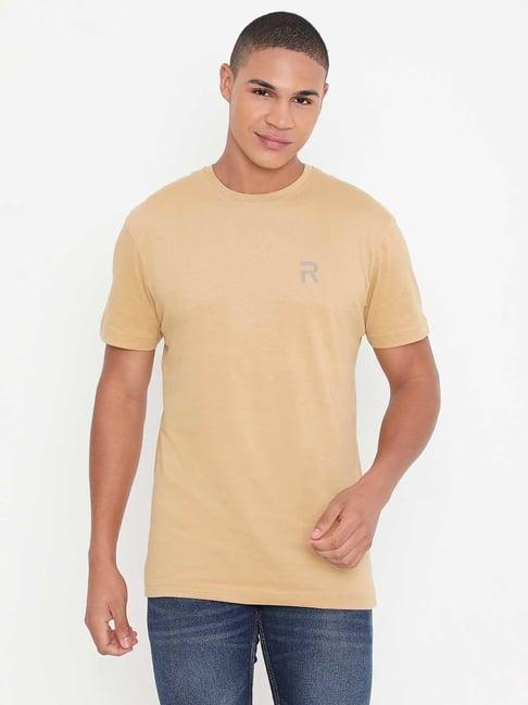 rivolta khaki slim fit cotton crew t-shirt