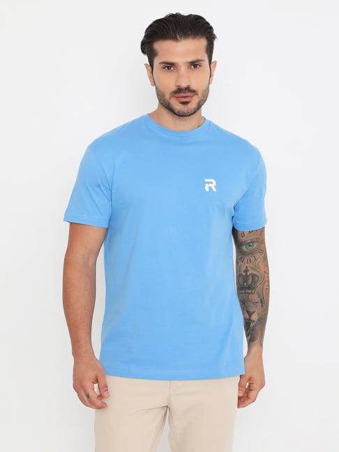 rivolta light blue slim fit cotton crew t-shirt