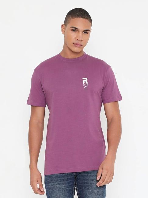 rivolta purple slim fit cotton crew t-shirt