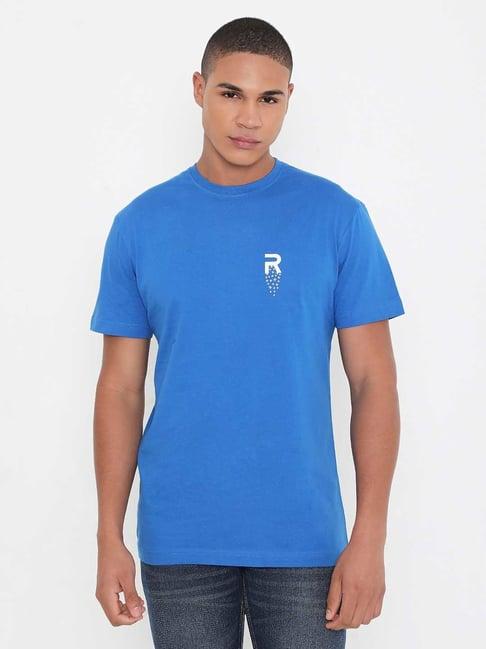 rivolta royal blue slim fit cotton crew t-shirt