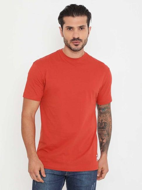 rivolta rust slim fit cotton crew t-shirt