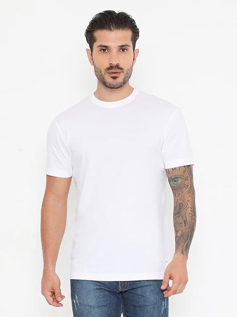 rivolta white slim fit cotton crew t-shirt