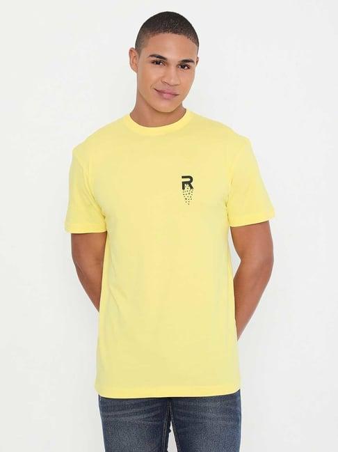 rivolta yellow slim fit cotton crew t-shirt