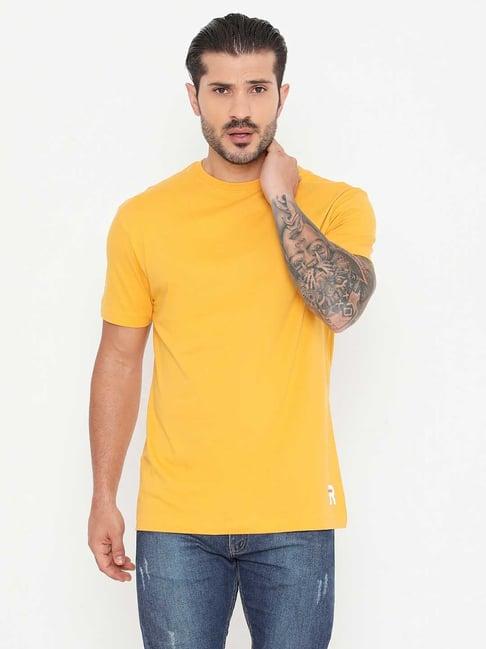 rivolta yellow slim fit cotton crew t-shirt