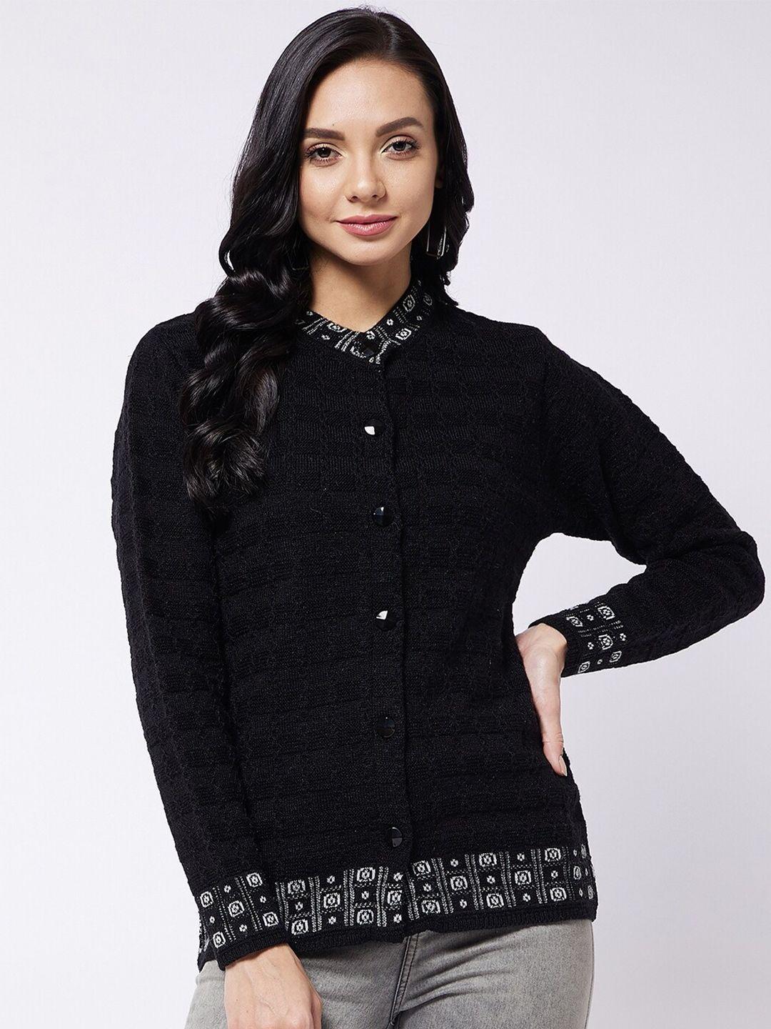 rivza women black & white cable knit cardigan