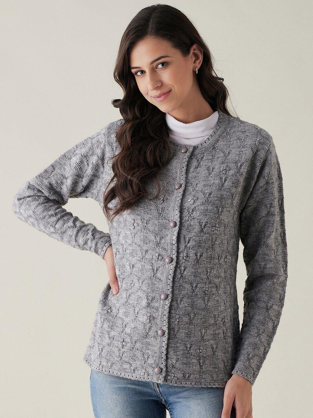 rivza women grey embroidered cardigan