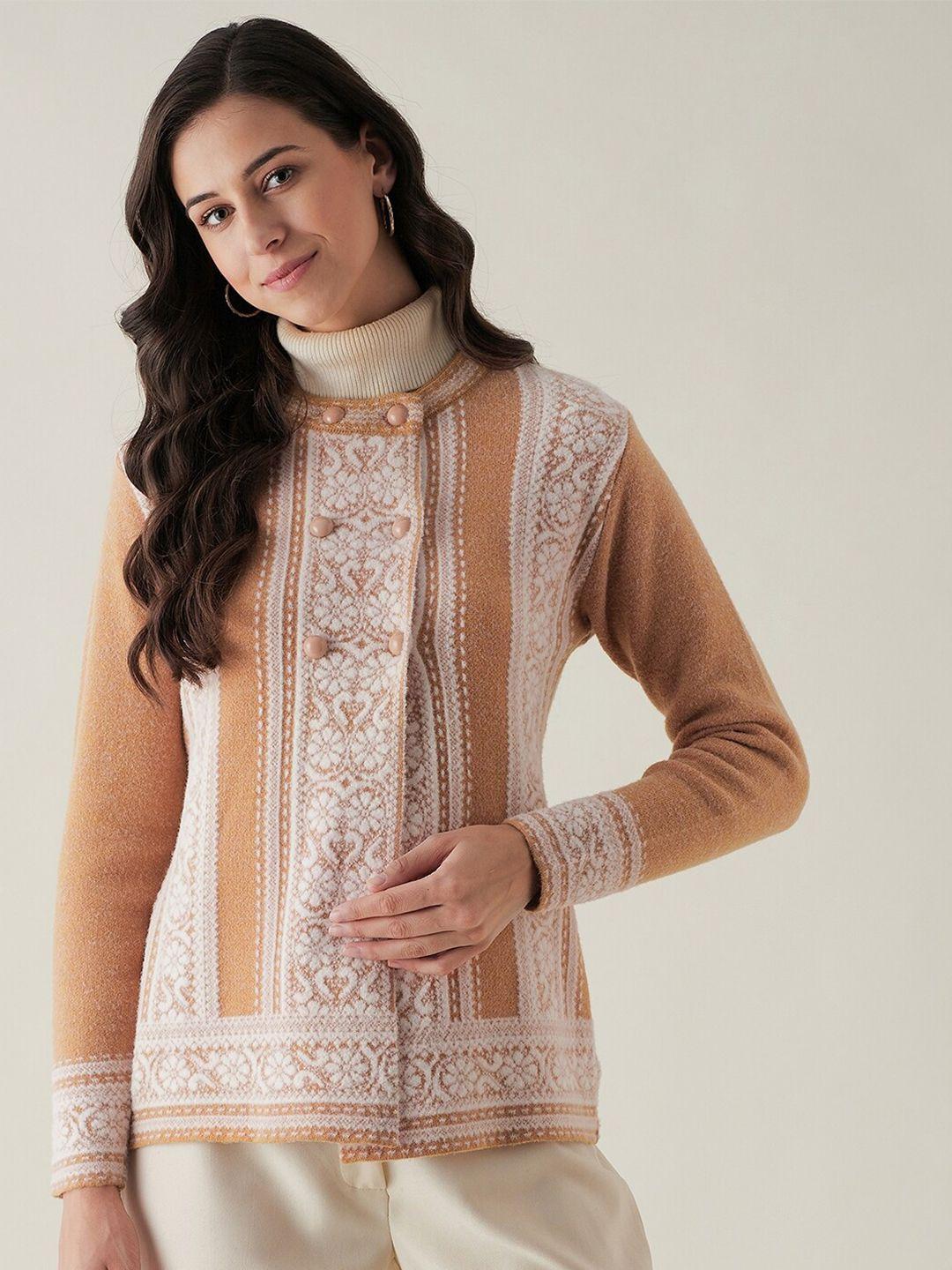 rivza women tan & white cardigan