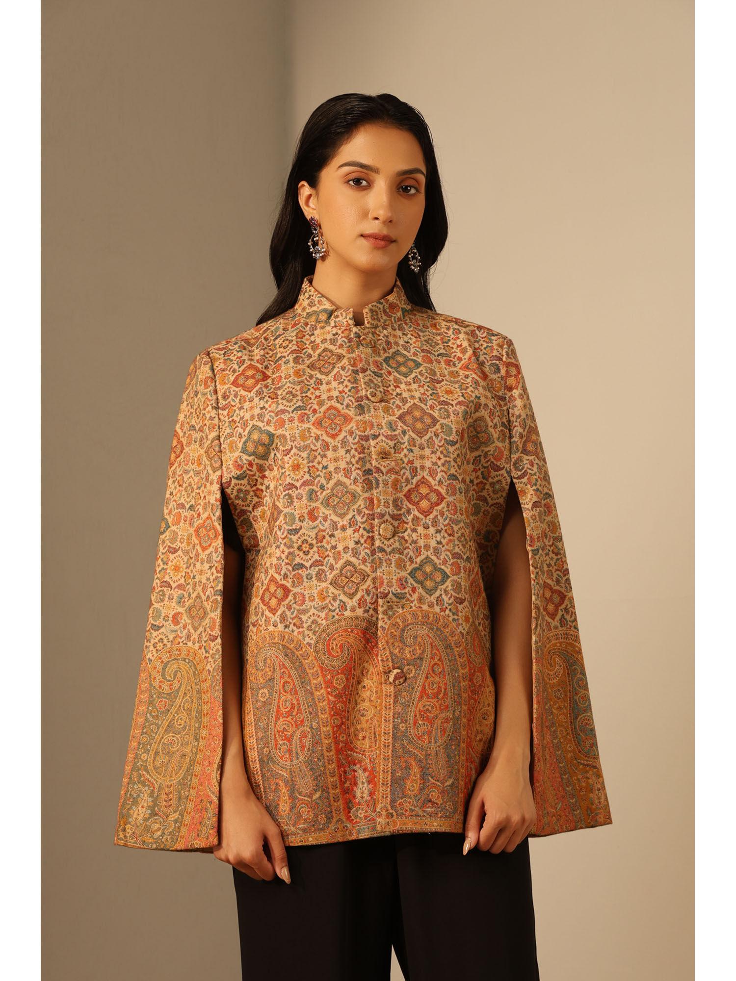 riya fine wool silk cape