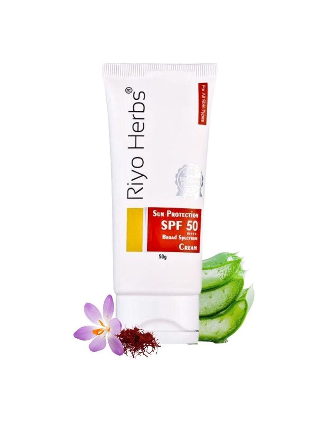riyo herbs sun protection spf 50 pa+++ broad spectrum cream - 50 g