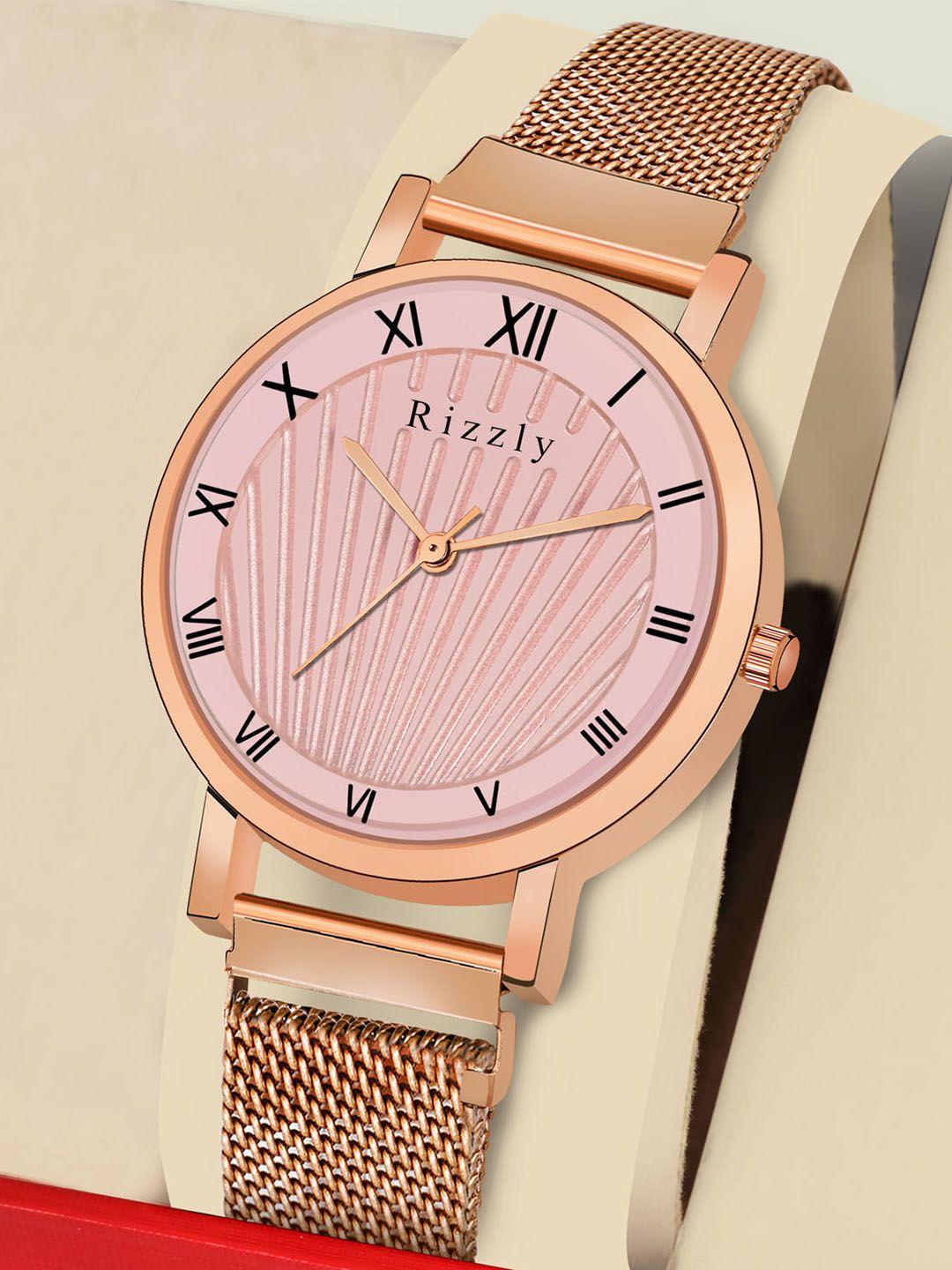 rizzly women pink brass dial analogue watch rz-135