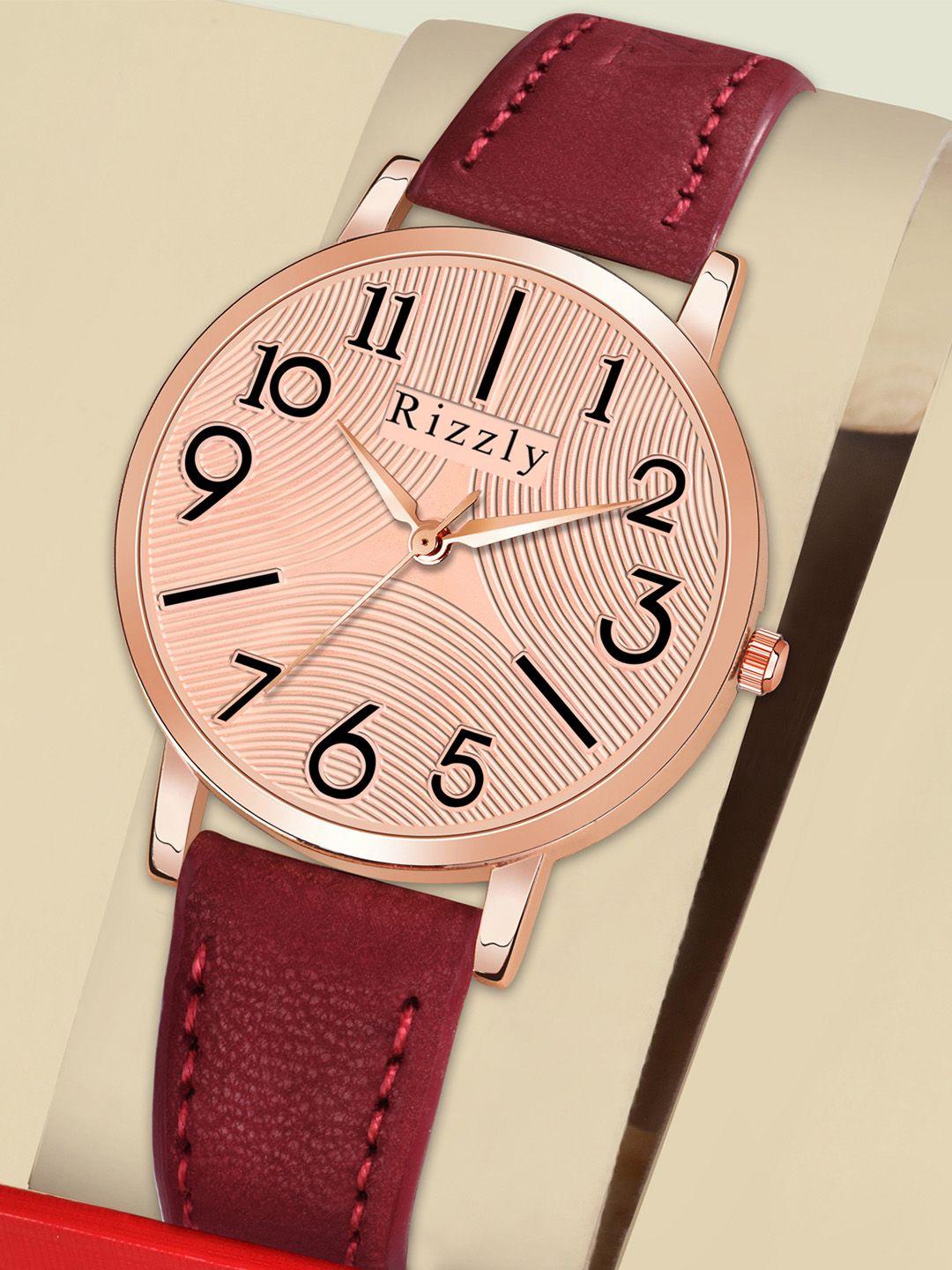 rizzly women rose gold-toned brass dial & rose gold toned analogue watch rz-148-rose gold