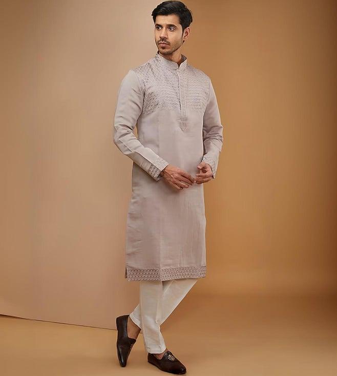 rng safawala grey embroidered kurta with pant