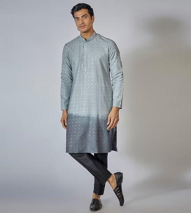 rng safawala nawab blue ombre embroidered kurta set