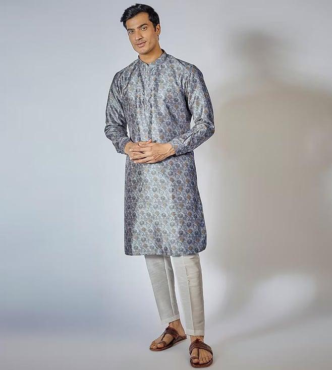 rng safawala nawab blue printed kurta set