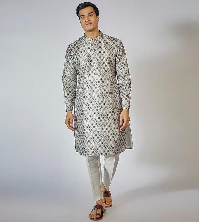 rng safawala nawab grey printed kurta set