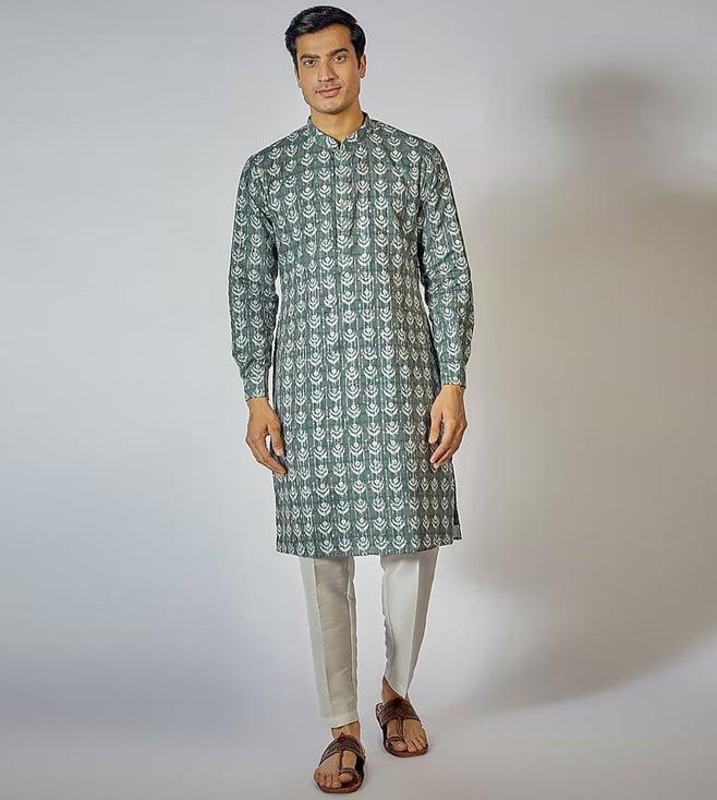 rng safawala nawab grey printed kurta set