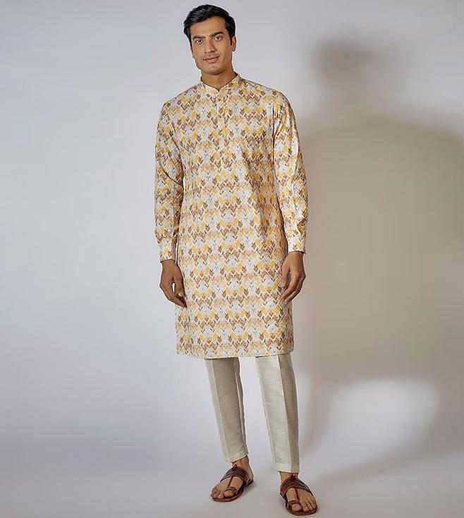 rng safawala nawab off white kurta set