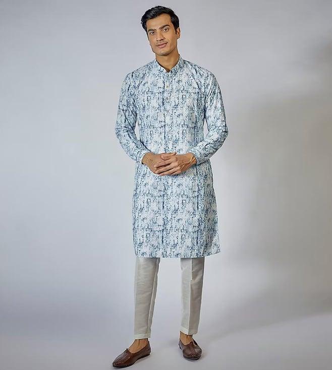 rng safawala nawab off white printed kurta set