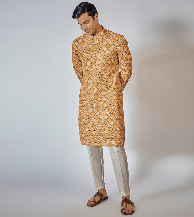 rng safawala nawab orange printed kurta set
