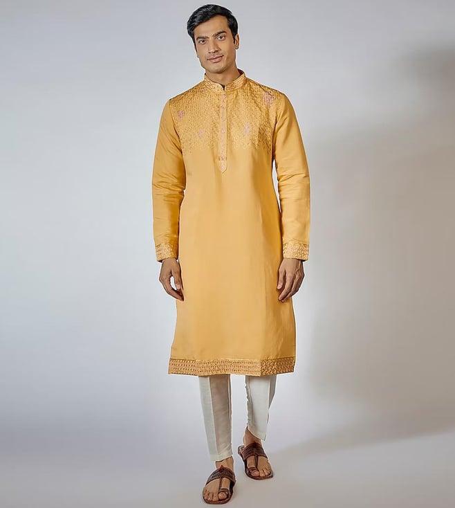 rng safawala nawab yellow embroidered kurta set